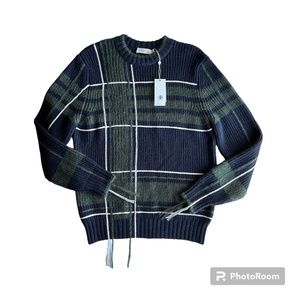 NWT Tory Burch Eden Sweater Navy & Green Plaid Size Large (L)